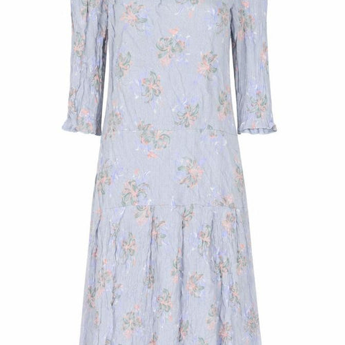 Something Special Womens Blue Floral Viscose A-Line Size 16 Round Neck Zip