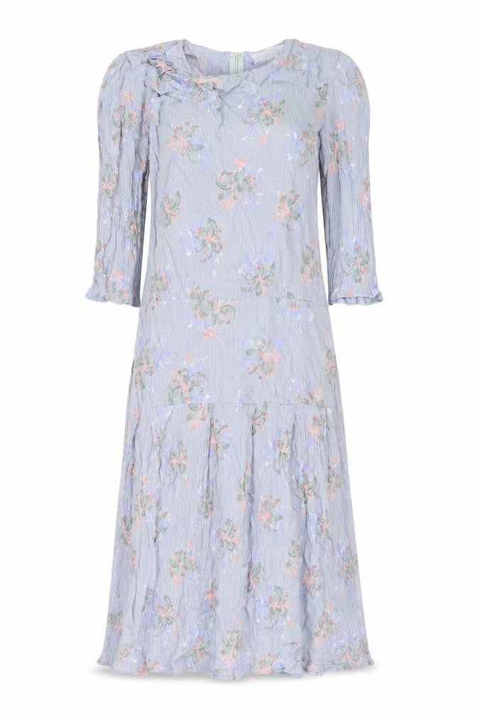 Something Special Womens Blue Floral Viscose A-Line Size 16 Round Neck Zip