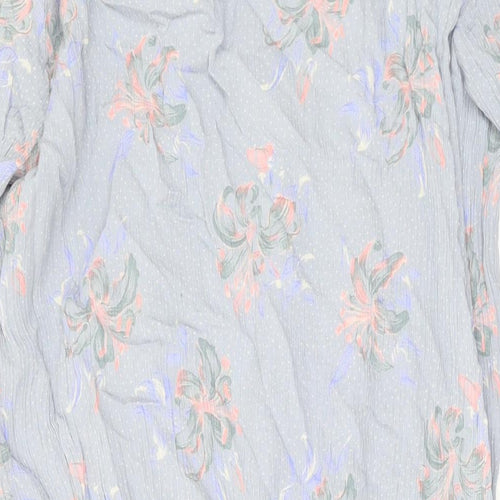Something Special Womens Blue Floral Viscose A-Line Size 16 Round Neck Zip