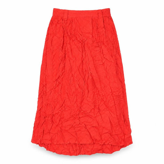 Front view of Forever 21 women’s red rayon swing skirt, size UK 12, zip