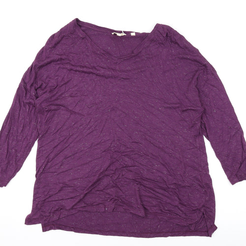 Fat Face Womens Purple Viscose Basic T-Shirt Size 12 V-Neck