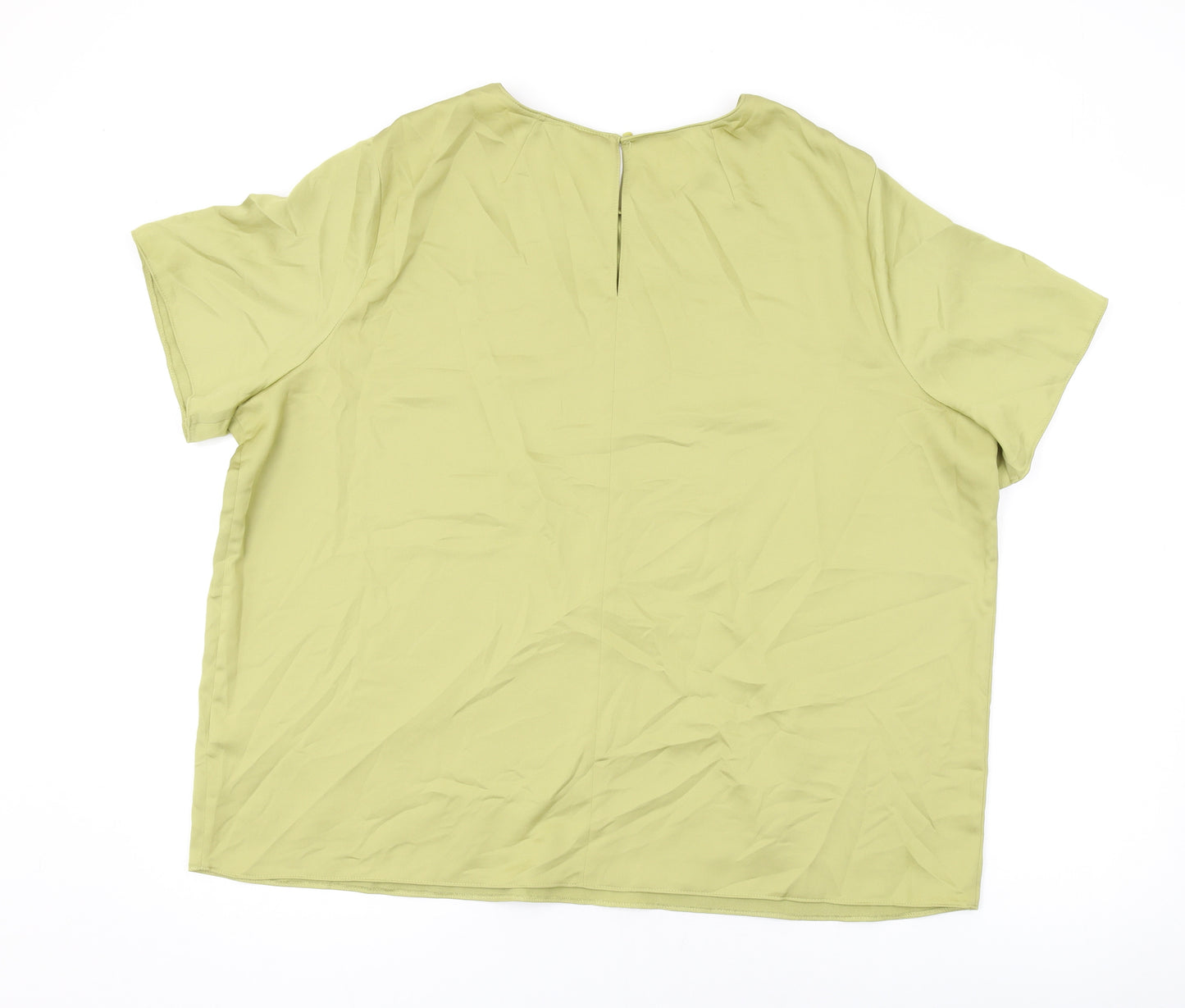 Marks and Spencer Womens Green Polyester Basic T-Shirt Size 20 Round Neck