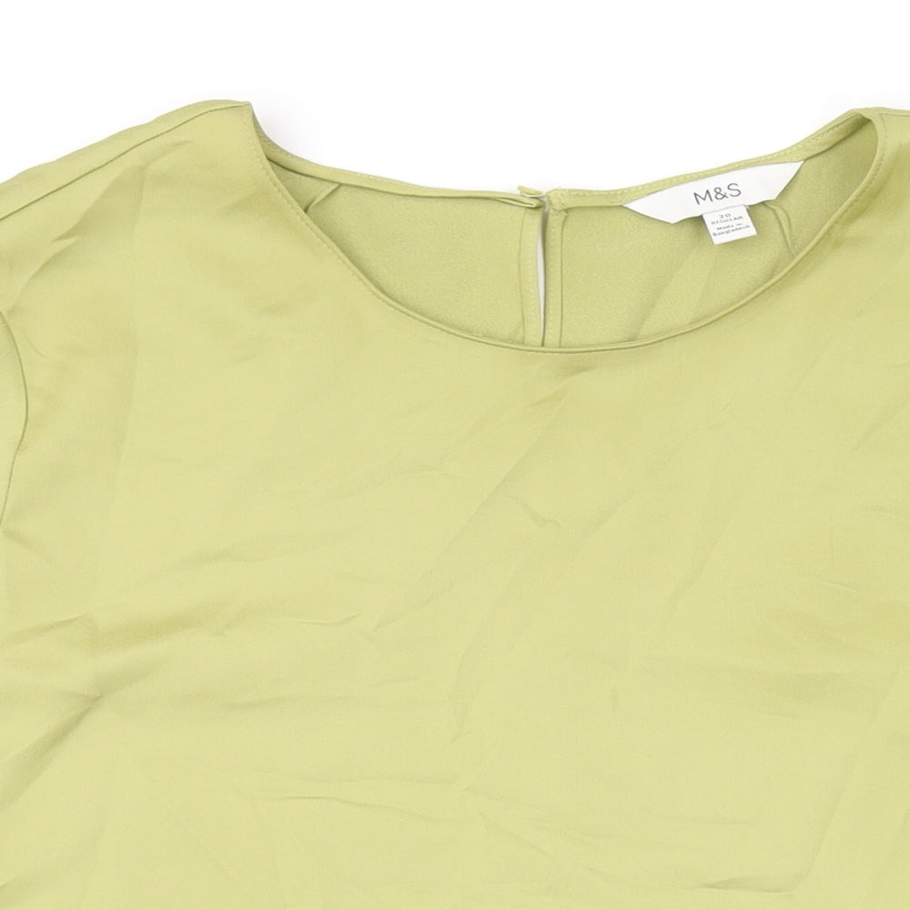 Marks and Spencer Womens Green Polyester Basic T-Shirt Size 20 Round Neck
