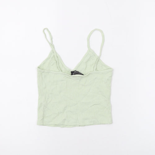 Topshop Womens Green Cotton Camisole Tank Size 8 V-Neck
