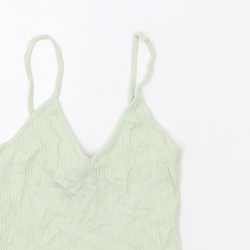 Topshop Womens Green Cotton Camisole Tank Size 8 V-Neck