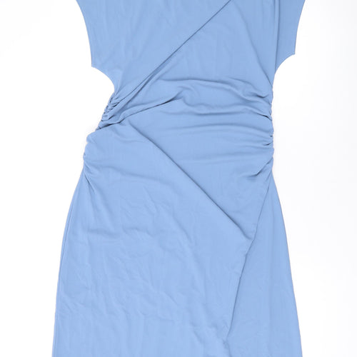 Marks and Spencer Womens Blue Polyester Maxi Size 14 Boat Neck Pullover