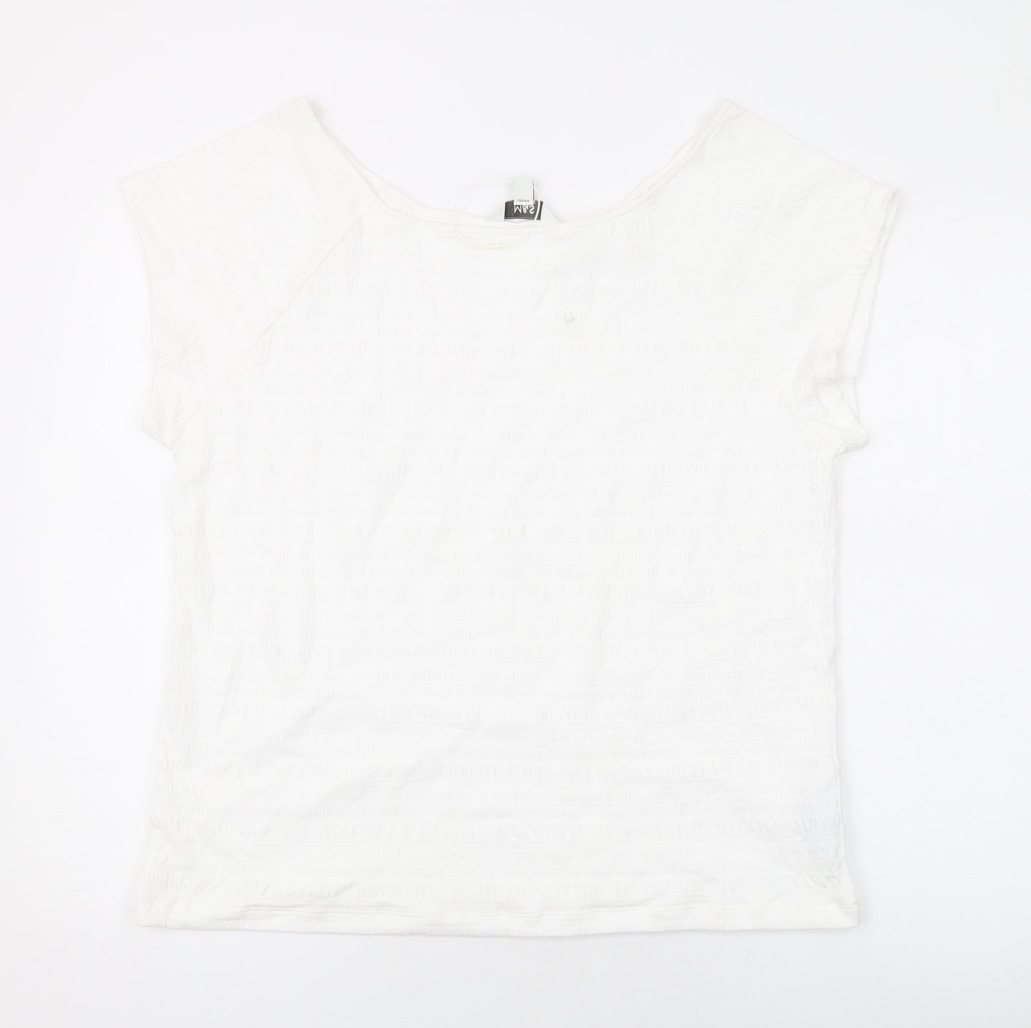 Marks and Spencer Womens White Cotton Basic T-Shirt Size 22 Scoop Neck