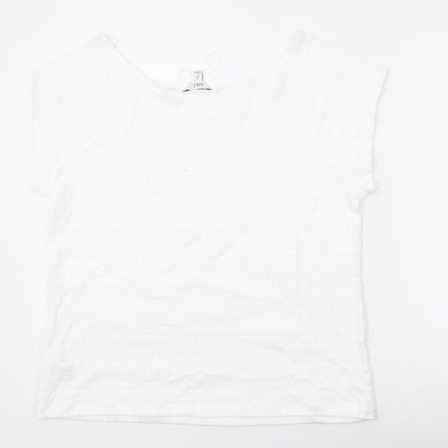 Marks and Spencer Womens White Cotton Basic T-Shirt Size 22 Scoop Neck