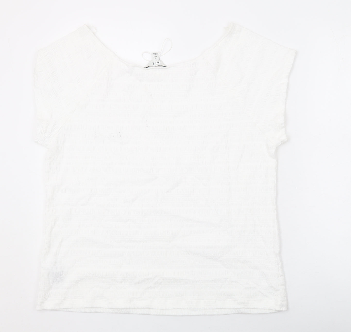 Marks and Spencer Womens White Cotton Basic T-Shirt Size 22 Scoop Neck