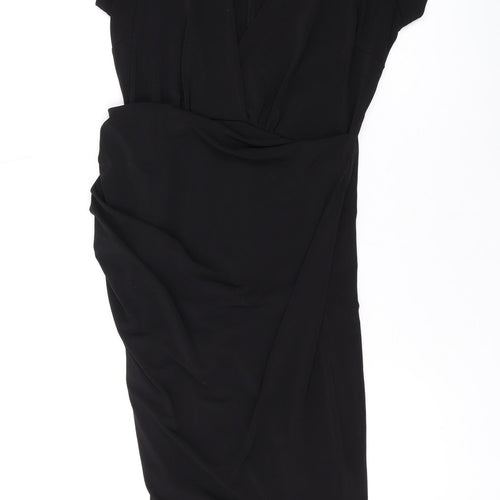 Phoenix & Feather Womens Black Polyester Bodycon Size 8 V-Neck Pullover