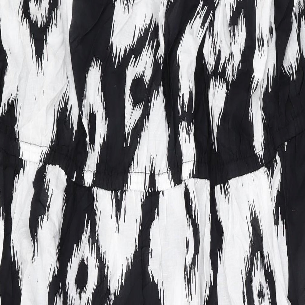 Marks and Spencer Womens Black Geometric Cotton Maxi Size 22 Off the Shoulder Pullover