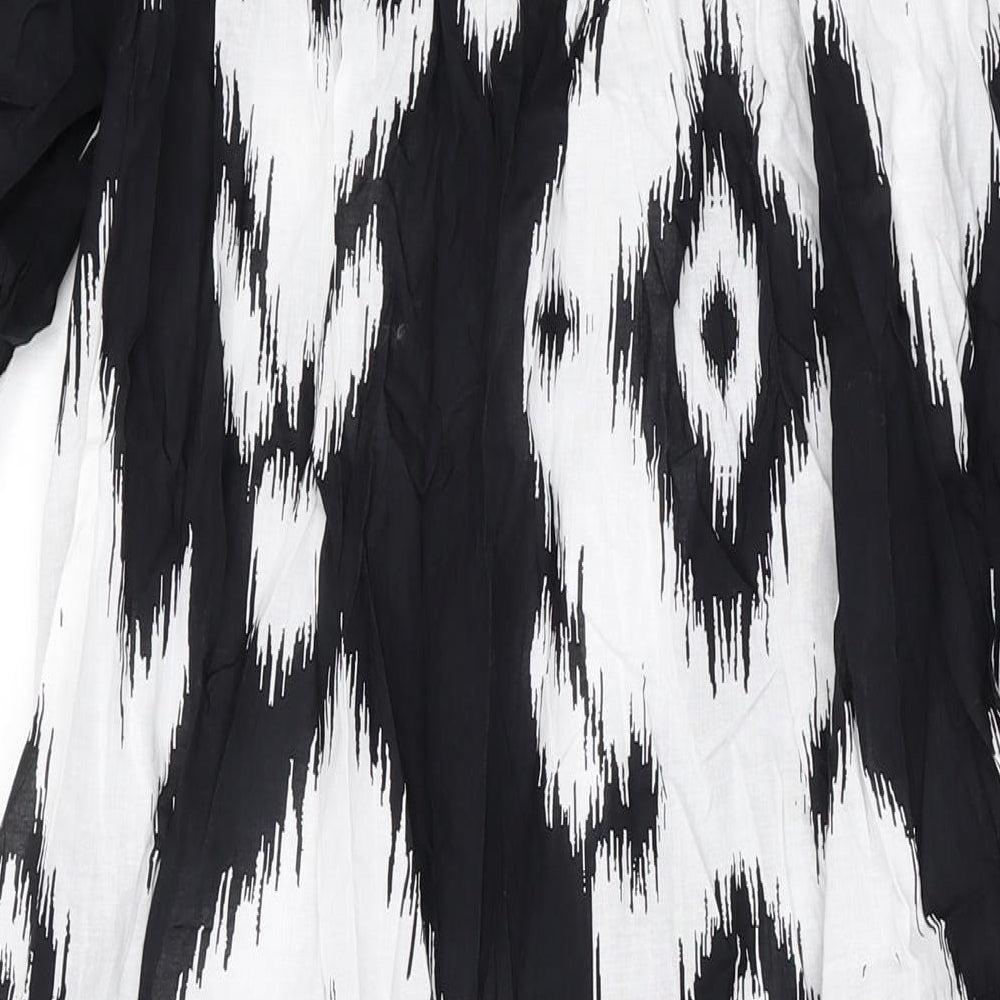 Marks and Spencer Womens Black Geometric Cotton Maxi Size 22 Off the Shoulder Pullover