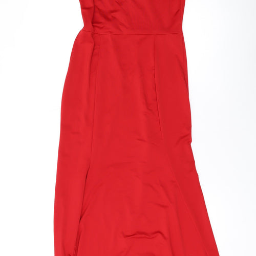 Miss Selfridge Womens Red Polyester Maxi Size 12 V-Neck Pullover