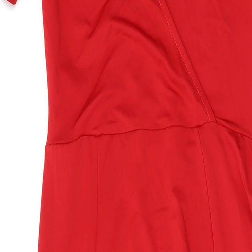Miss Selfridge Womens Red Polyester Maxi Size 12 V-Neck Pullover