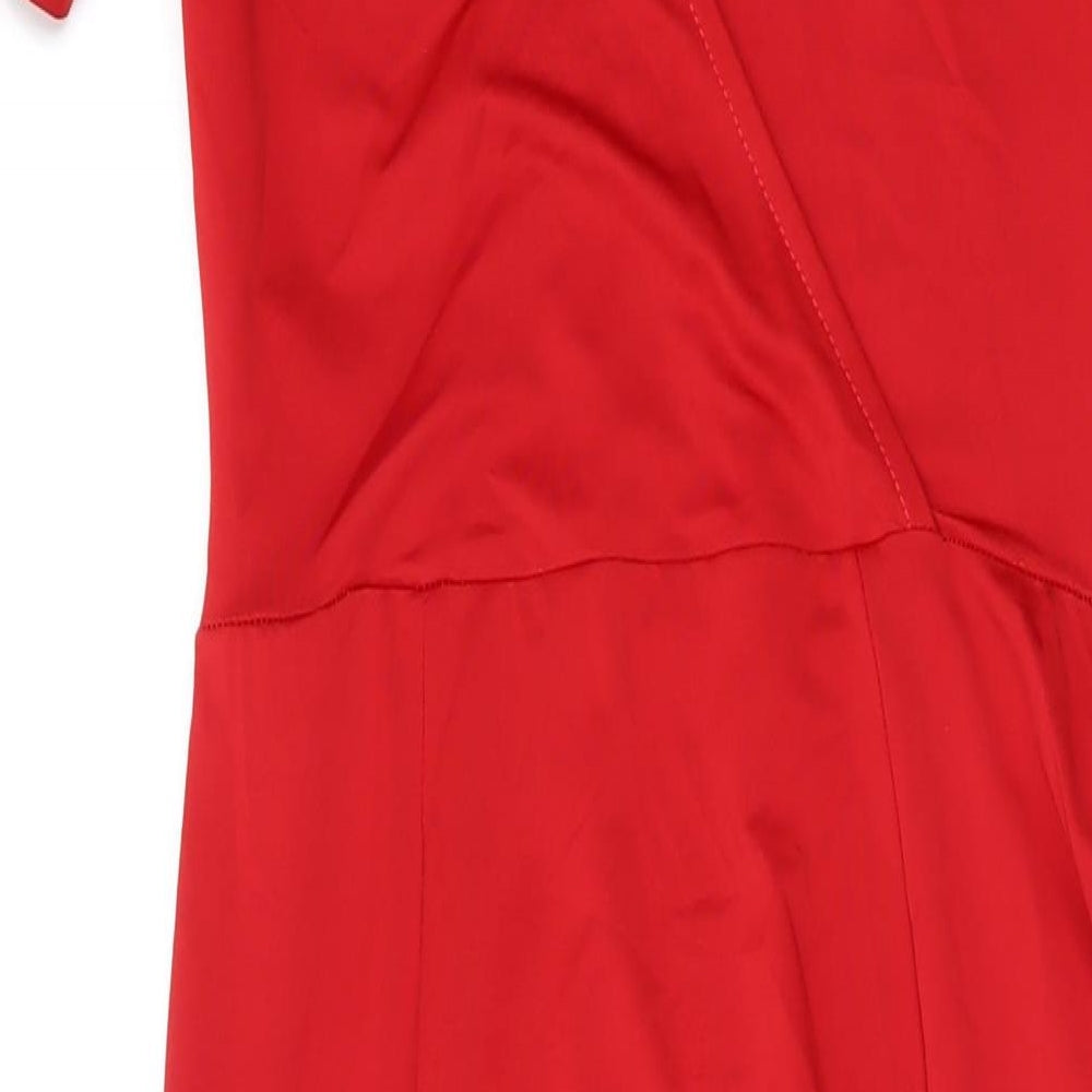 Miss Selfridge Womens Red Polyester Maxi Size 12 V-Neck Pullover