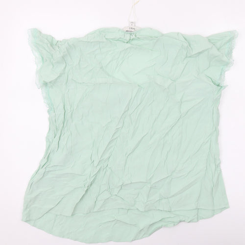 Marks and Spencer Womens Green Viscose Basic Blouse Size 16 V-Neck