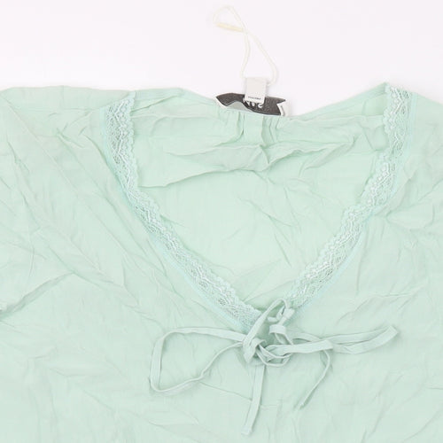 Marks and Spencer Womens Green Viscose Basic Blouse Size 16 V-Neck