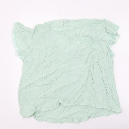 Marks and Spencer Womens Green Viscose Basic Blouse Size 18 V-Neck