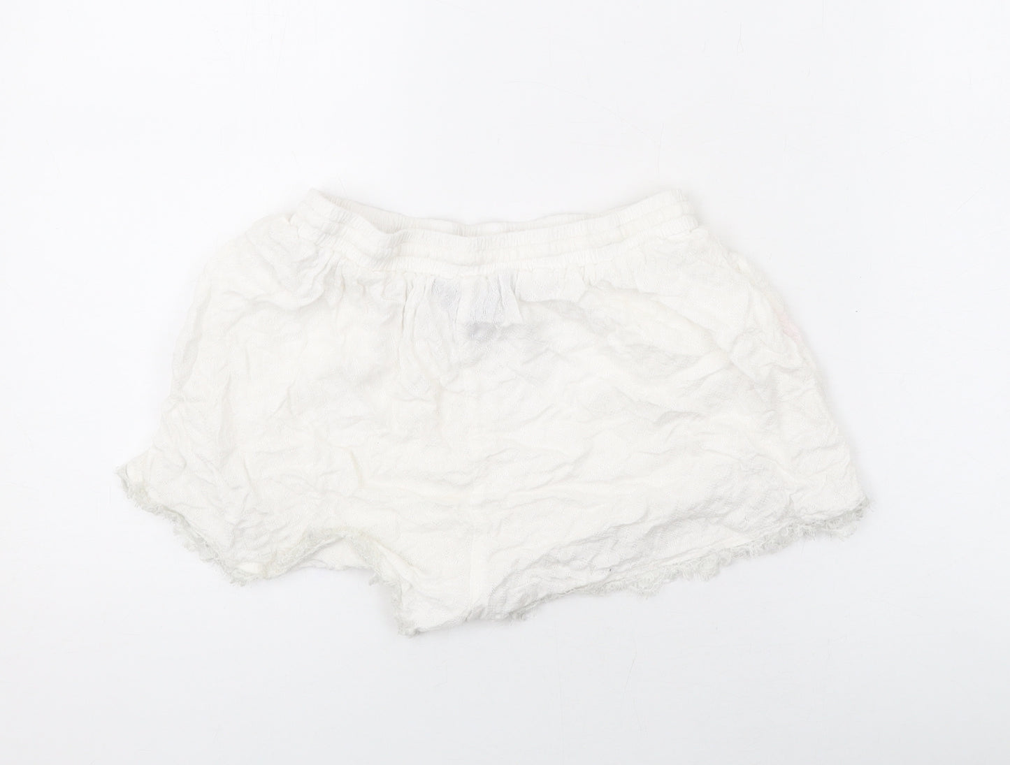 New Look Womens White Polyester Basic Shorts Size 8 Regular Drawstring