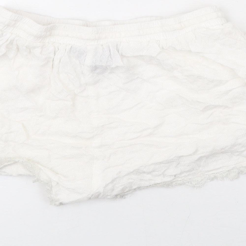 New Look Womens White Polyester Basic Shorts Size 8 Regular Drawstring