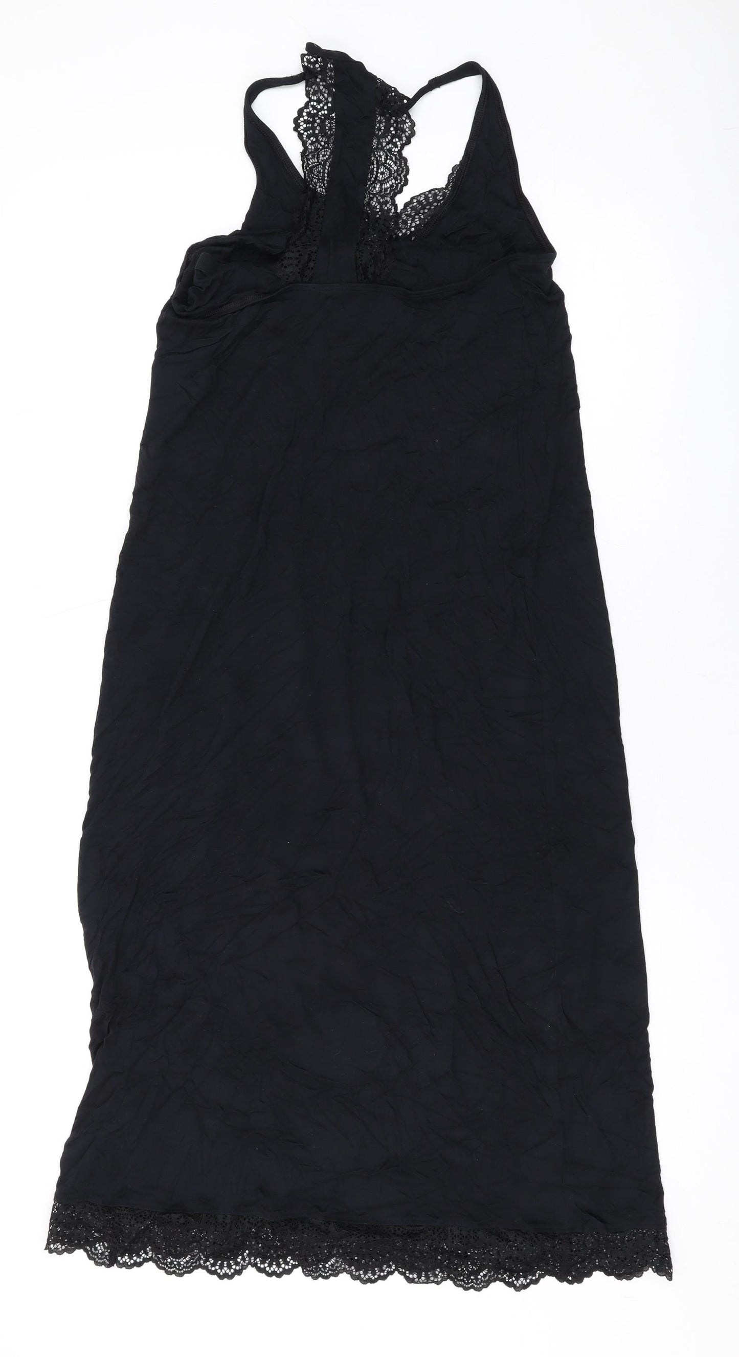 Marks and Spencer Womens Black Solid Viscose Cami Robe Size S