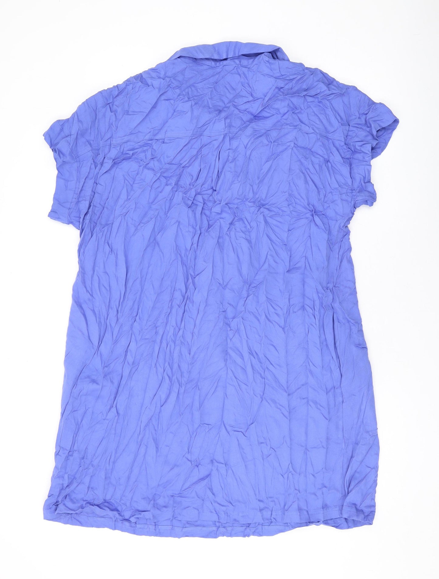 Marks and Spencer Womens Blue Viscose A-Line Size 12 V-Neck Pullover