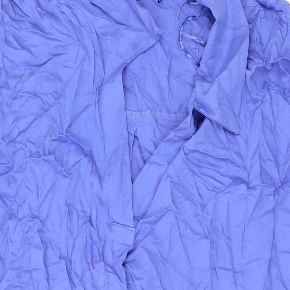 Marks and Spencer Womens Blue Viscose A-Line Size 12 V-Neck Pullover