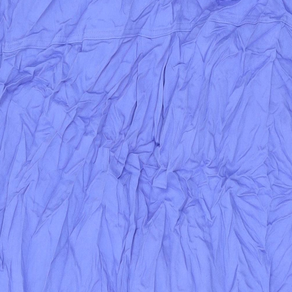 Marks and Spencer Womens Blue Viscose A-Line Size 12 V-Neck Pullover