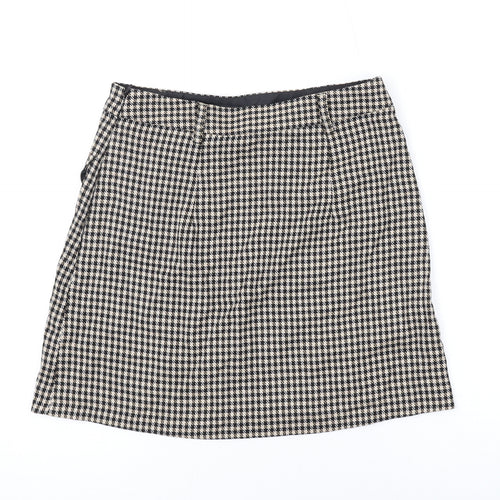Miss Selfridge Womens Brown Check Polyester Mini Skirt Size 8 Zip