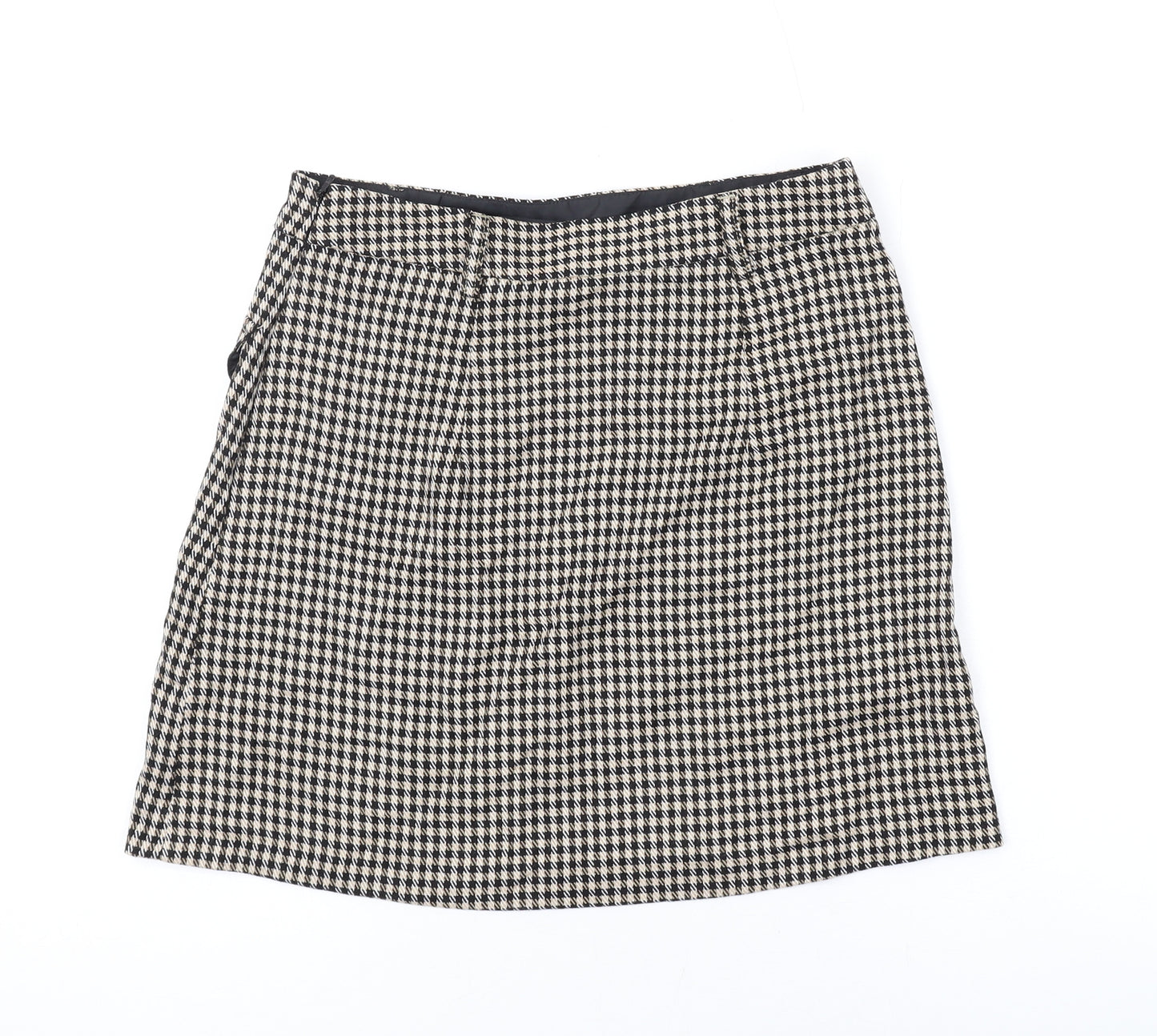 Miss Selfridge Womens Brown Check Polyester Mini Skirt Size 8 Zip
