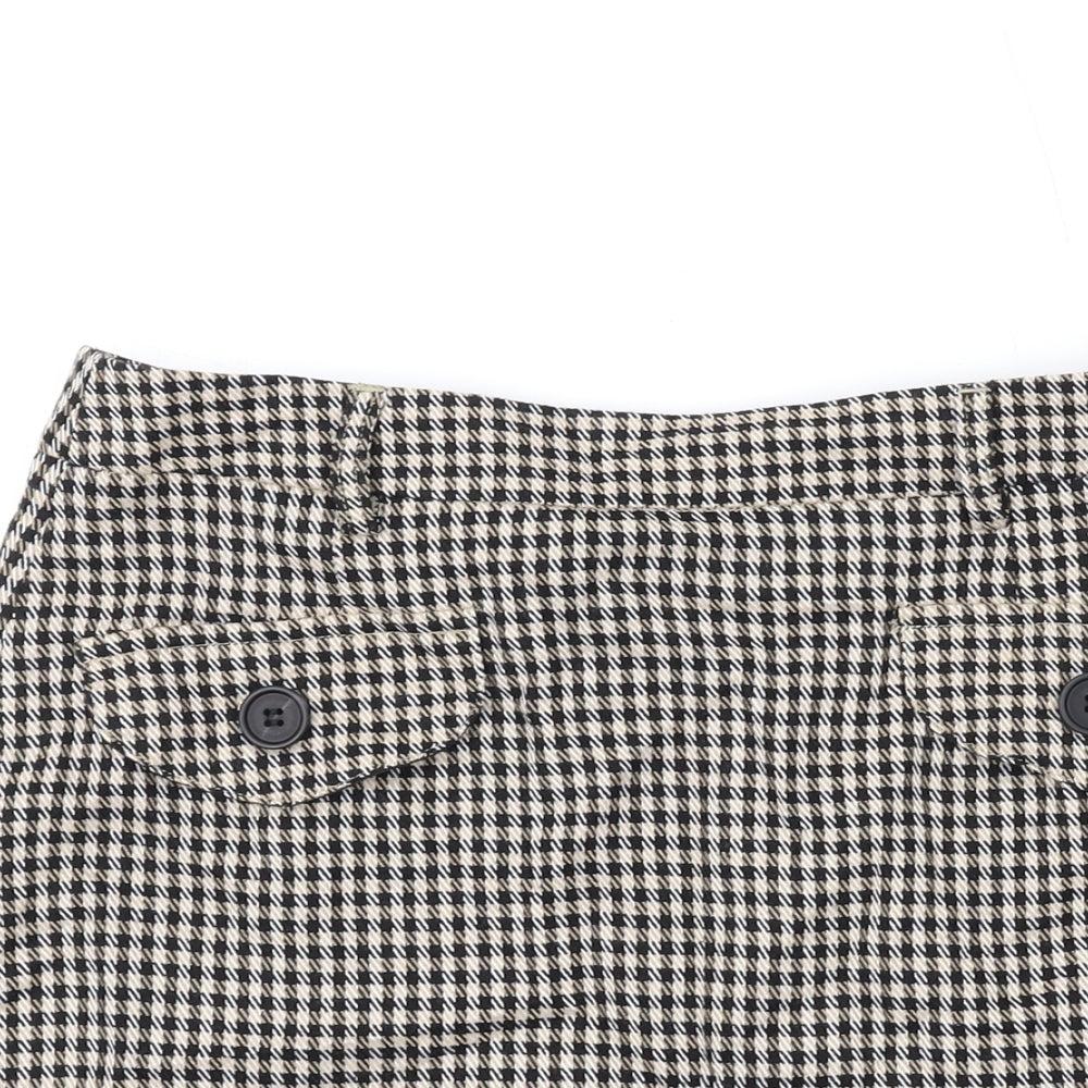 Miss Selfridge Womens Brown Check Polyester Mini Skirt Size 8 Zip
