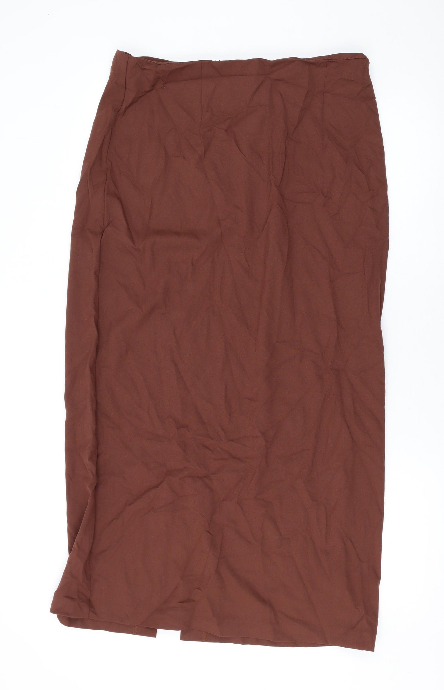 Marks and Spencer Womens Brown Polyester A-Line Skirt Size 16 Zip