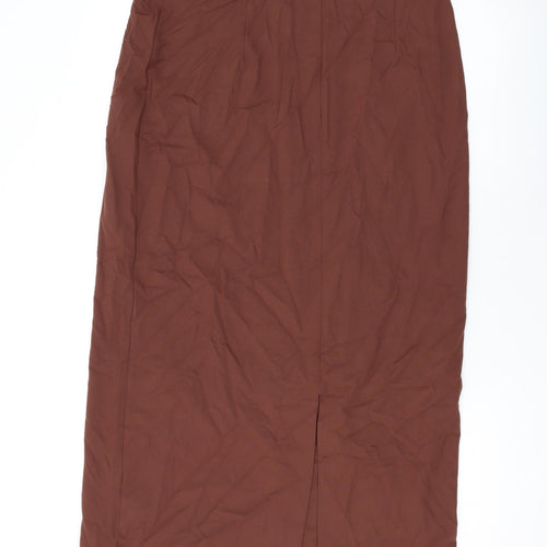 Marks and Spencer Womens Brown Polyester A-Line Skirt Size 16 Zip