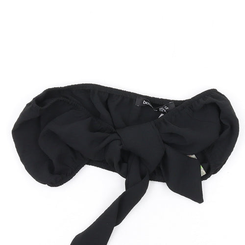Boohoo Womens Black Polyester Cropped Tank Size 10 Off the Shoulder