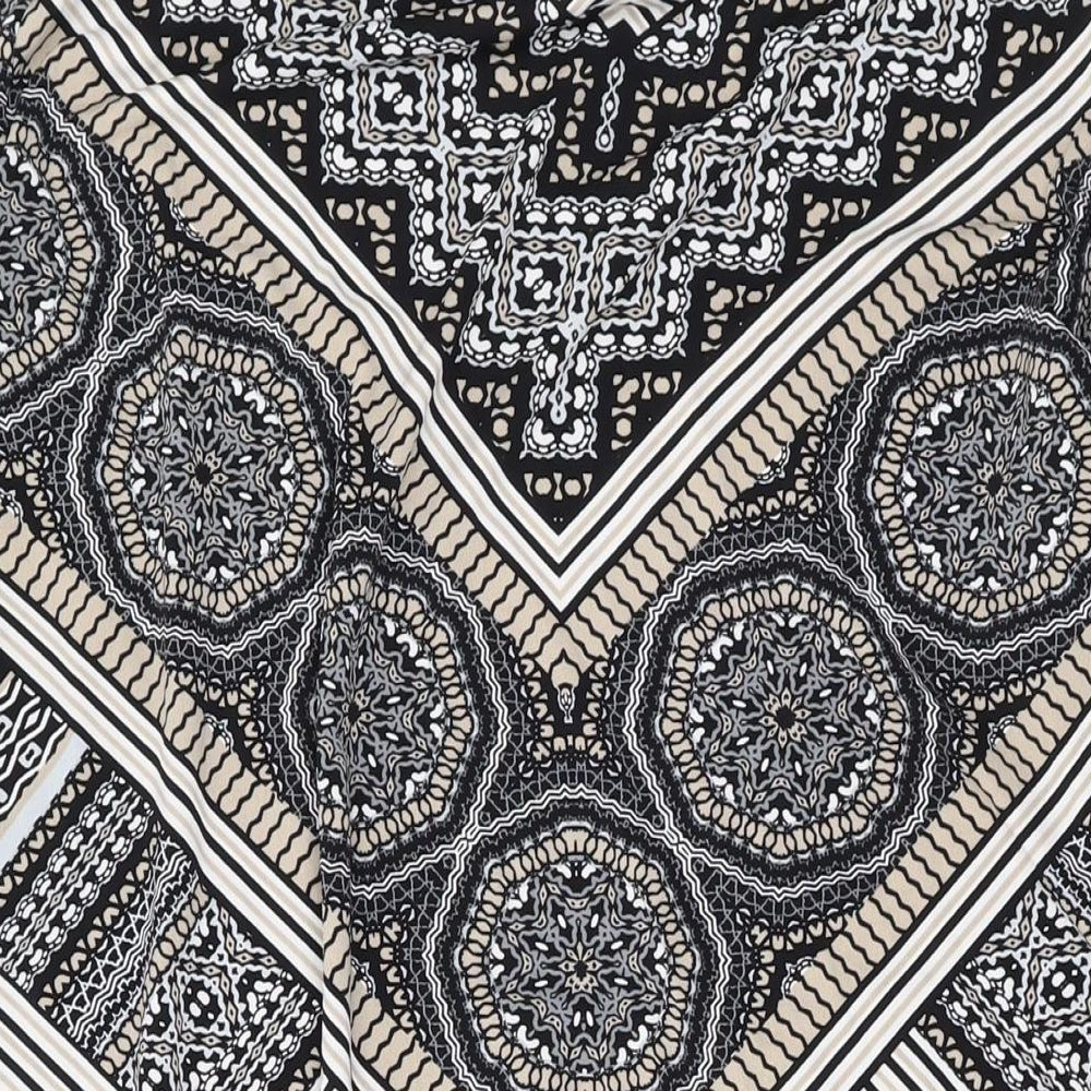 Wallis Womens Black Geometric Polyester A-Line Size 16 Boat Neck Pullover