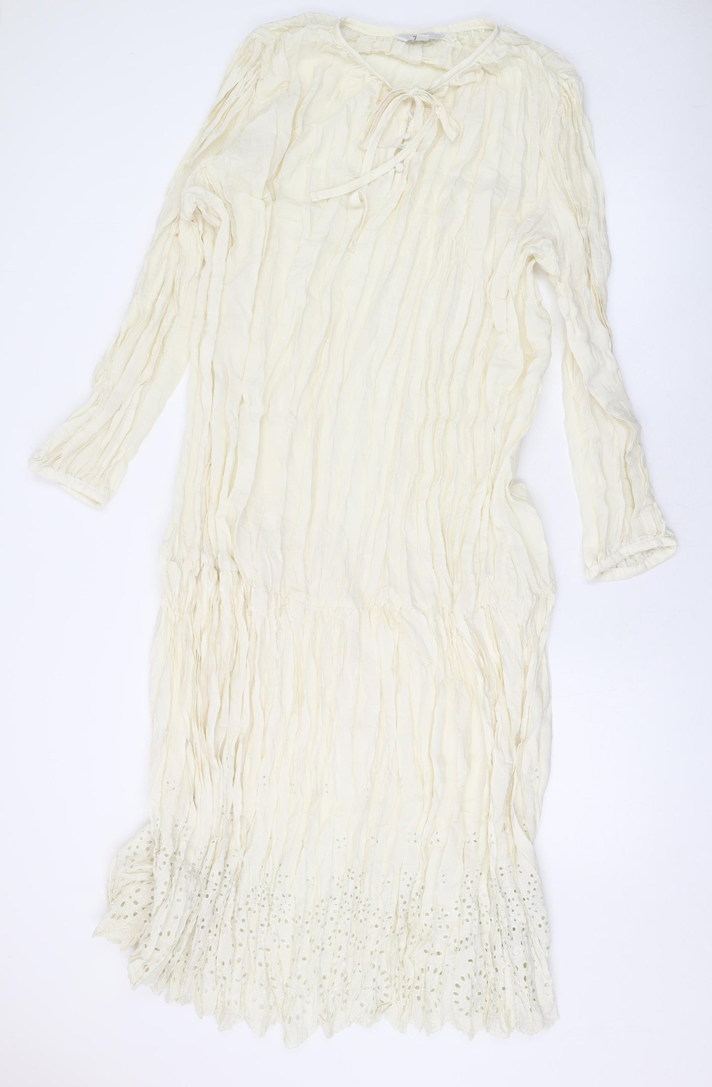 Marks and Spencer Womens Ivory Polyester Maxi Size 22 Round Neck Button