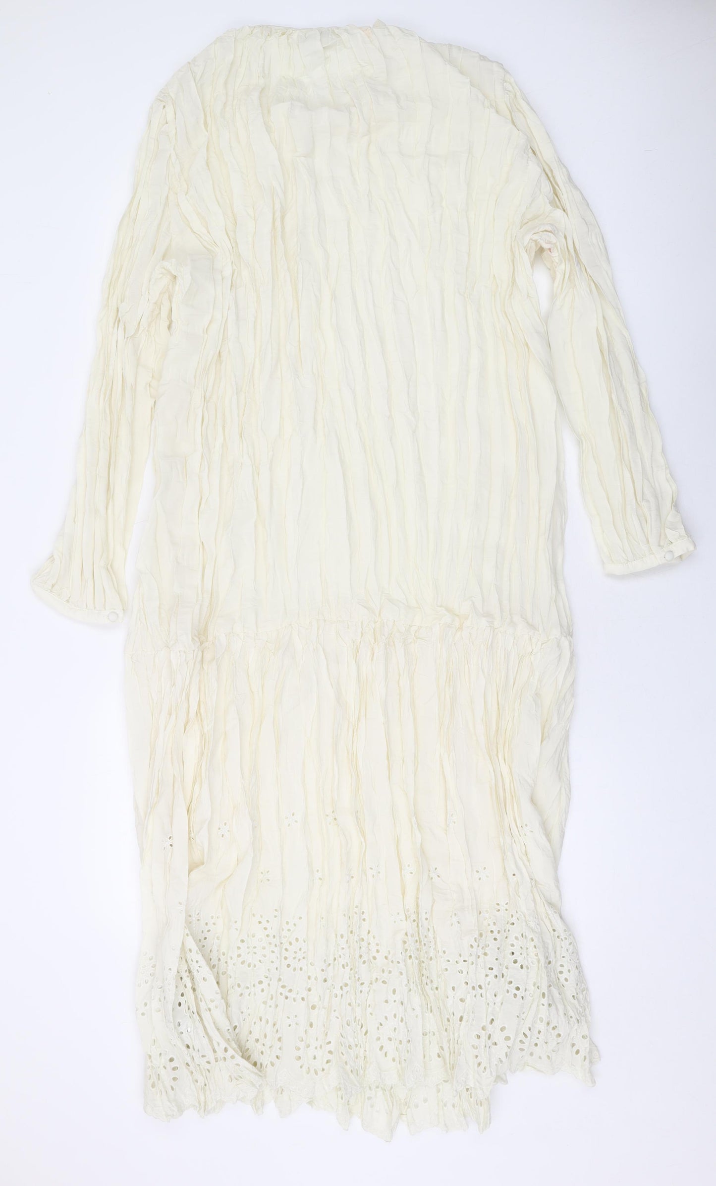 Marks and Spencer Womens Ivory Polyester Maxi Size 22 Round Neck Button