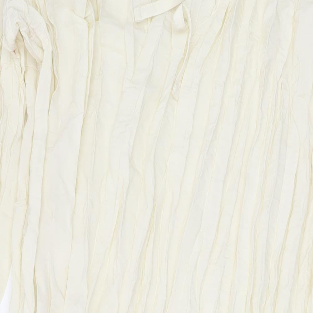 Marks and Spencer Womens Ivory Polyester Maxi Size 22 Round Neck Button