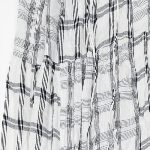 Marks and Spencer Womens White Plaid Viscose Maxi Size 12 Halter Pullover