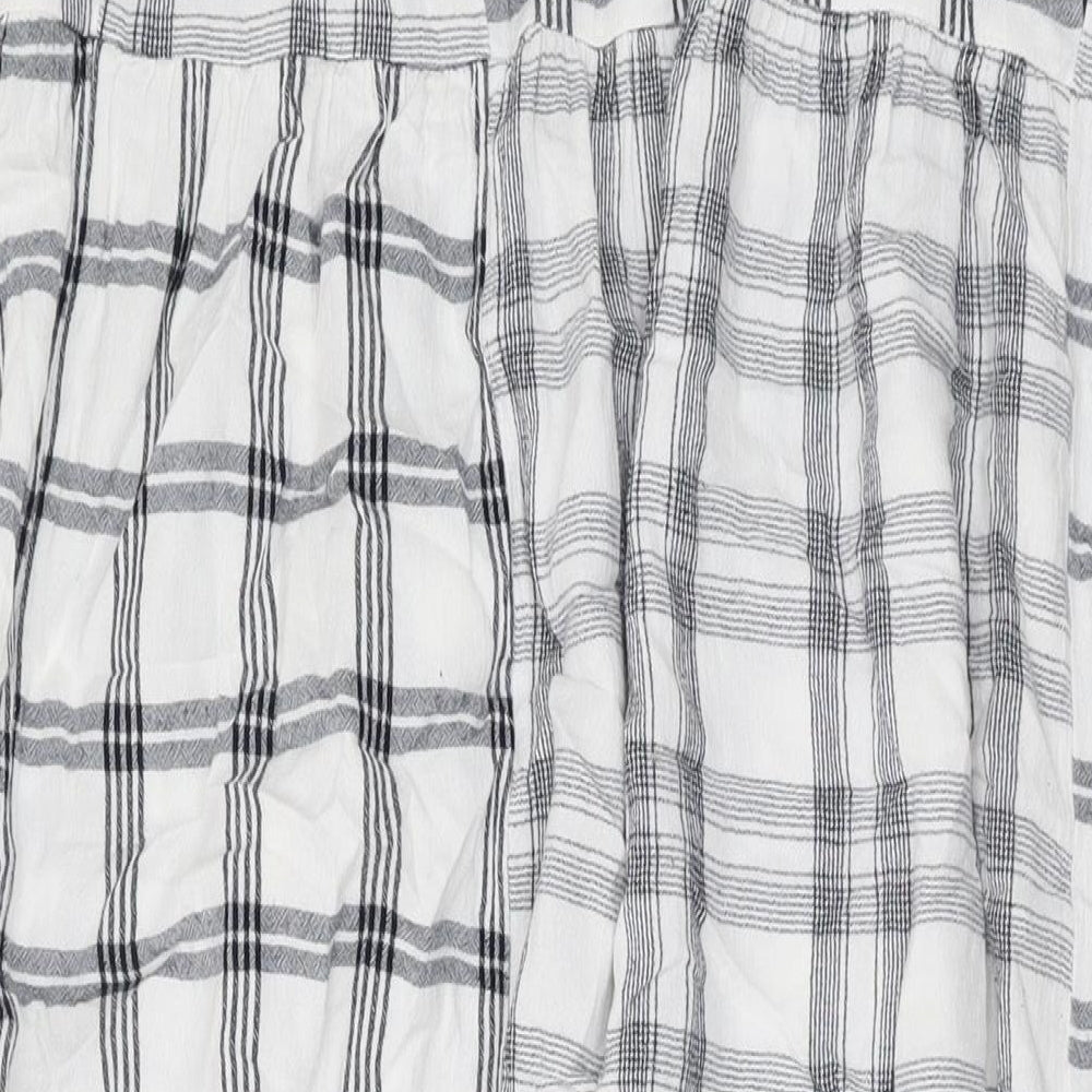 Marks and Spencer Womens White Plaid Viscose Maxi Size 12 Halter Pullover