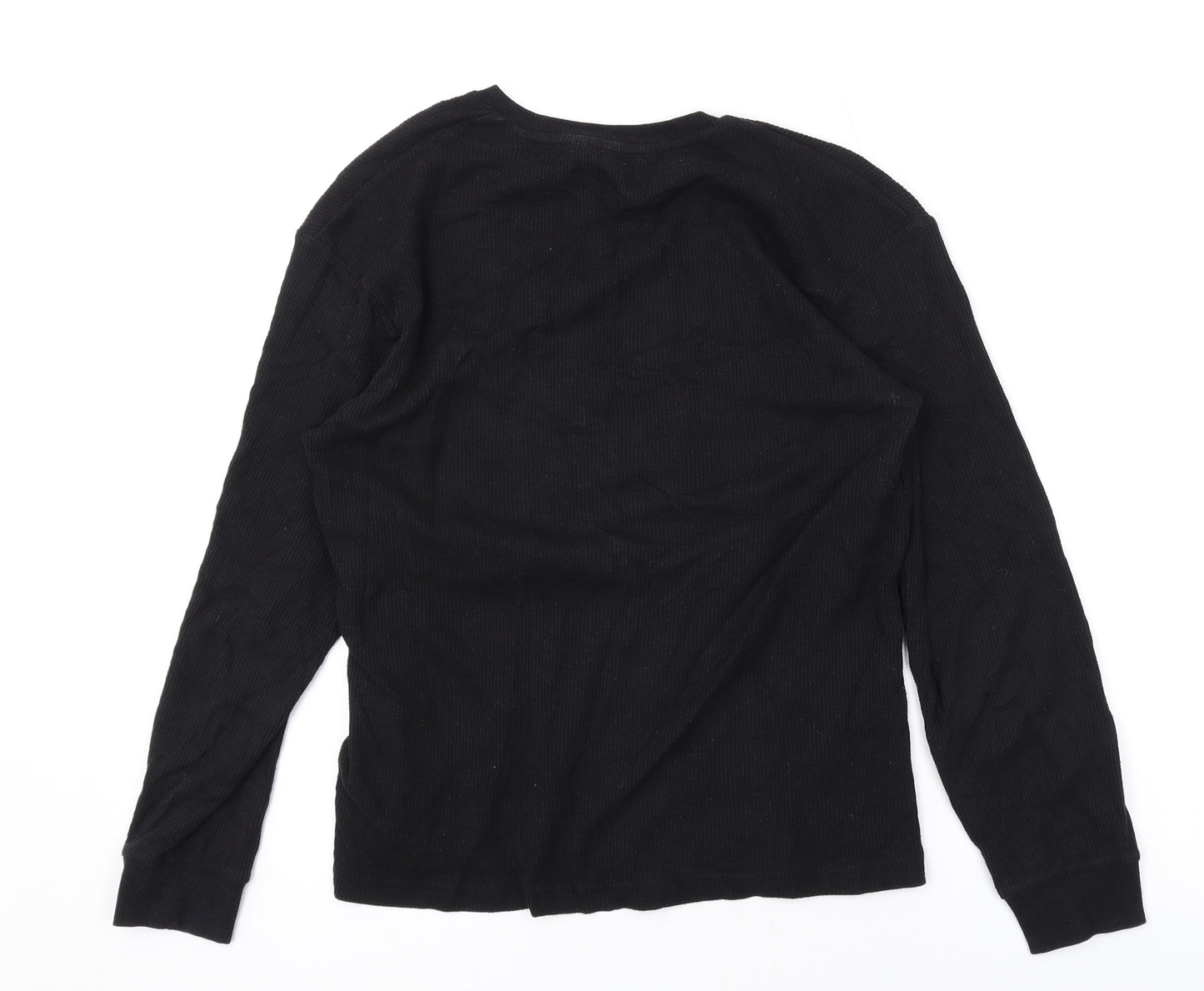 Marks and Spencer Girls Black Cotton Basic Blouse Size 11-12 Years Round Neck Pullover