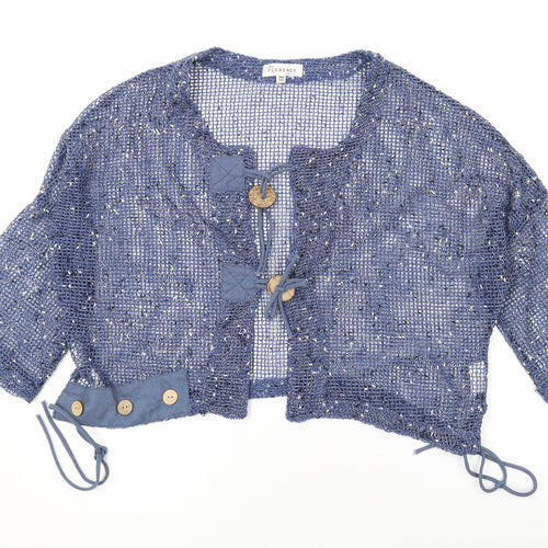 Florence Womens Blue V-Neck Polyester Cardigan Jumper One Size