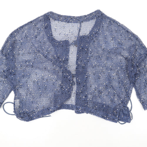 Florence Womens Blue V-Neck Polyester Cardigan Jumper One Size