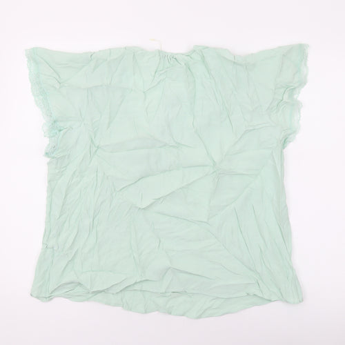 Marks and Spencer Womens Green Viscose Basic Blouse Size 16 V-Neck