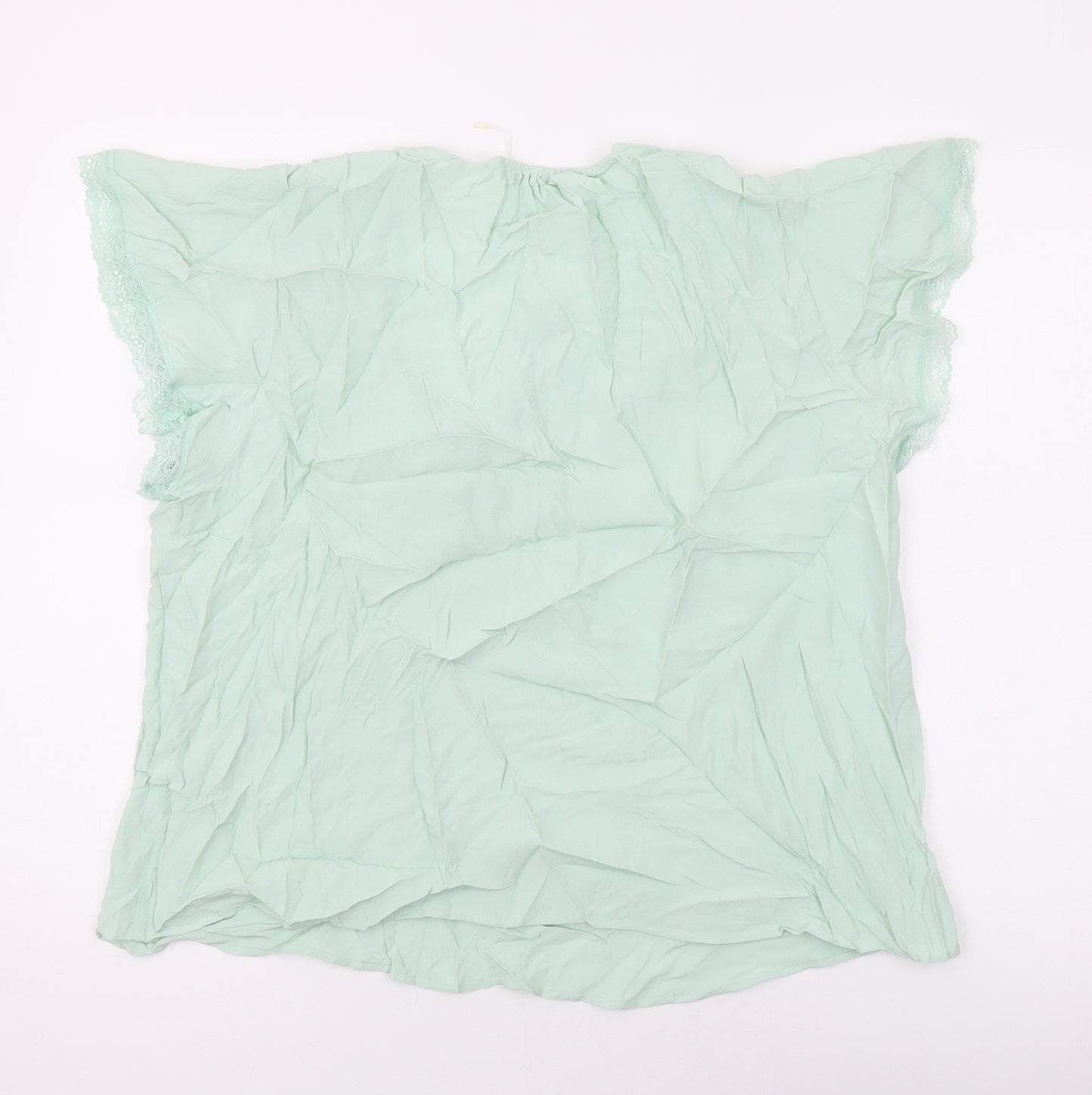 Marks and Spencer Womens Green Viscose Basic Blouse Size 16 V-Neck