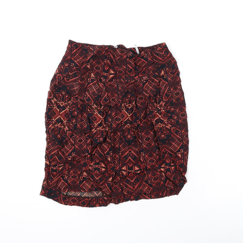 Sparkle & Fade Womens Orange Geometric Viscose Mini Skirt Size 16 Zip