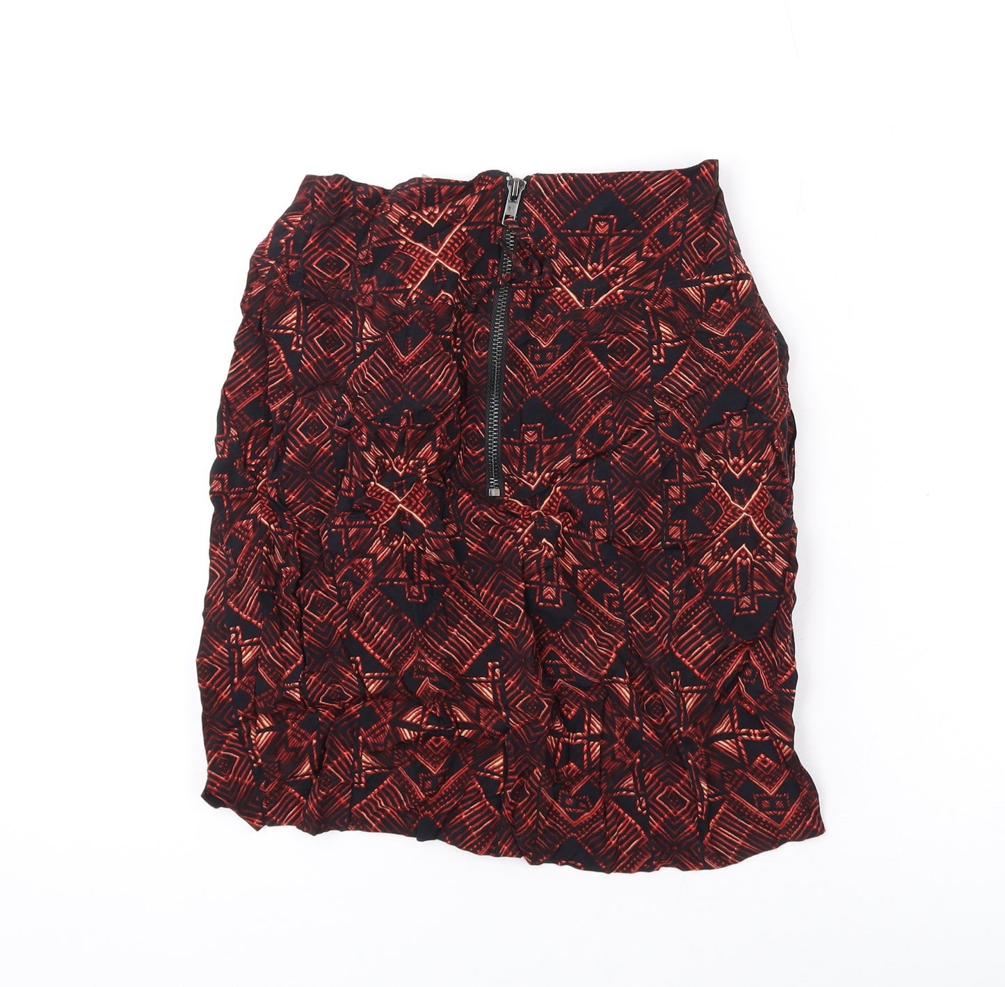 Sparkle & Fade Womens Orange Geometric Viscose Mini Skirt Size 16 Zip
