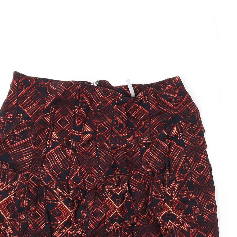 Sparkle & Fade Womens Orange Geometric Viscose Mini Skirt Size 16 Zip
