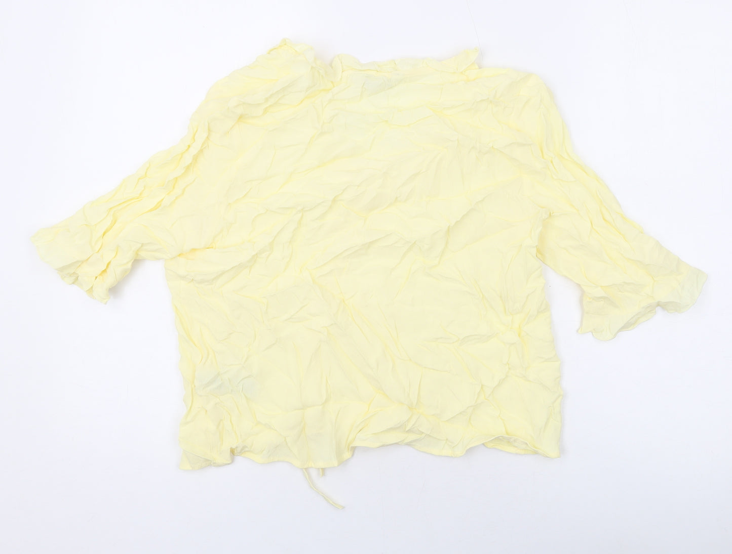 Marks and Spencer Womens Yellow Viscose Basic Blouse Size 12 V-Neck