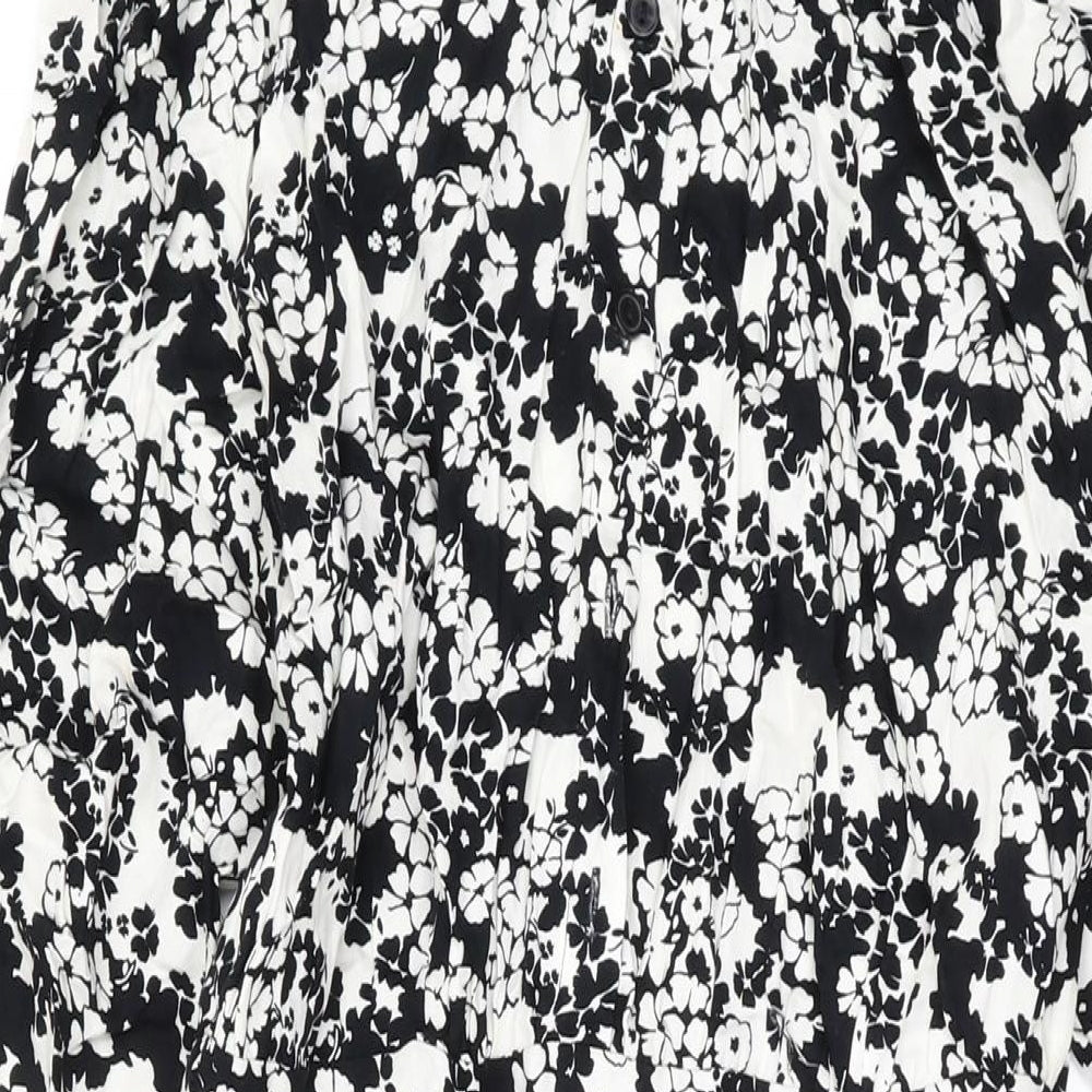 Marks and Spencer Womens Black Floral Viscose Maxi Size 14 Collared Button